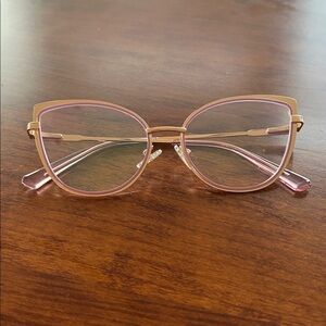 Gold Frames w/ Purple Trim - Clear Glasses